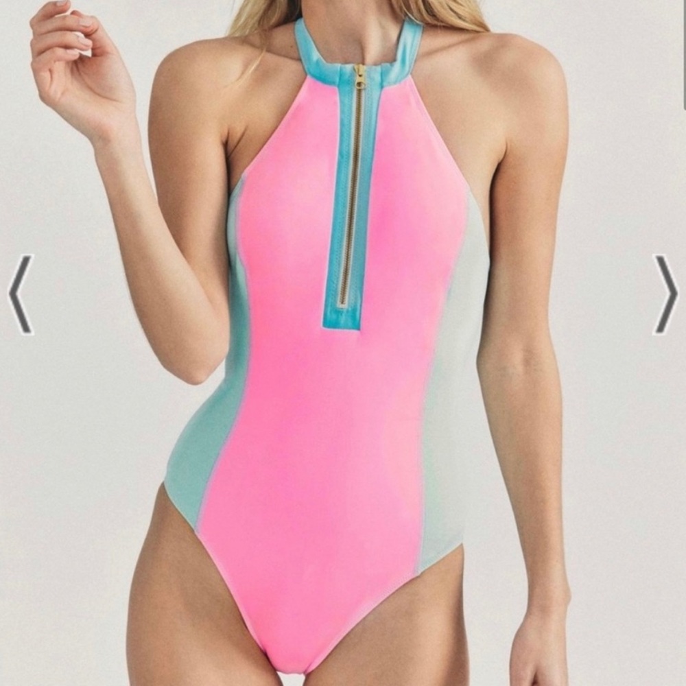 New LoveShackFancy X Hurley One Piece Color Block Swim Size Large